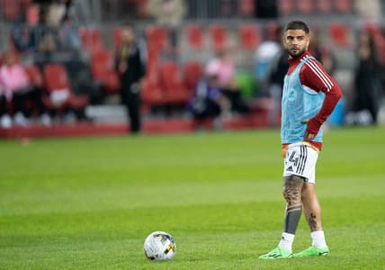 Sep 30, 2022; Toronto, Ontario, CAN; Toronto FC midfielder Lorenzo Insigne (24) warms up against the Inter Miami at BMO Field. Mandatory Credit: Nick Turchiaro-USA TODAY Sports