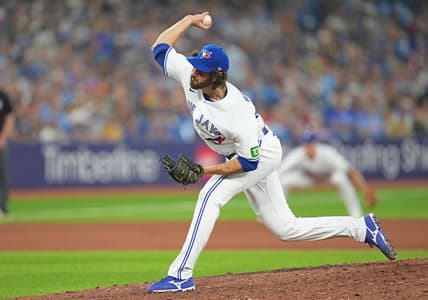 Jul 28, 2023; Toronto, Ontario, CAN; Toronto Blue Jays relief pitcher Jordan Romano (68) throws a pitch against the Los Angeles Angels during the ninth inning at Rogers Centre. Mandatory Credit: Nick Turchiaro-USA TODAY Sports