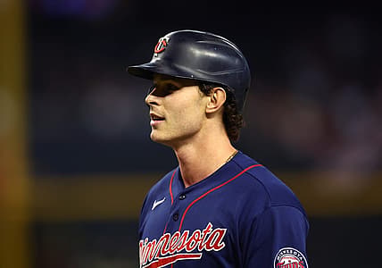 Jun 17, 2022; Phoenix, Arizona, USA; Minnesota Twins outfielder Max Kepler against the Arizona Diamondbacks at Chase Field. Mandatory Credit: Mark J. Rebilas-USA TODAY Sports