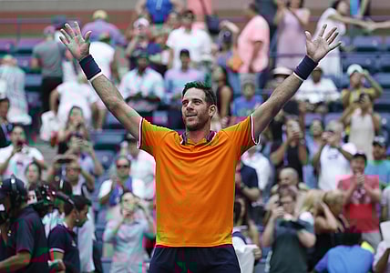 Sep 4, 2018; New York, NY, USA; Juan Martin Del Potro of Argentina celebrates match point against John Isner of the United States in a quarter-final match on day nine of the 2018 U.S. Open tennis tournament at USTA Billie Jean King National Tennis Center. Mandatory Credit: Jerry Lai-USA TODAY Sports