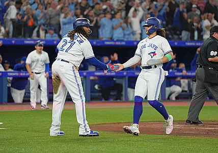 Toronto Blue Jays' Vladimir Guerrero Jr and Bo Bichette