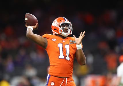 Jan 13, 2020; New Orleans, Louisiana, USA; Clemson Tigers quarterback Taisun Phommachanh (11) in the College Football Playoff national championship game at Mercedes-Benz Superdome. Mandatory Credit: Mark J. Rebilas-USA TODAY Sports