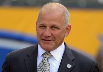 Oct 7, 2018; Carson, CA, USA; Oakland Raiders president Marc Badain attends a game against the Los Angeles Chargers at StubHub Center. Mandatory Credit: Kirby Lee-USA TODAY Sports