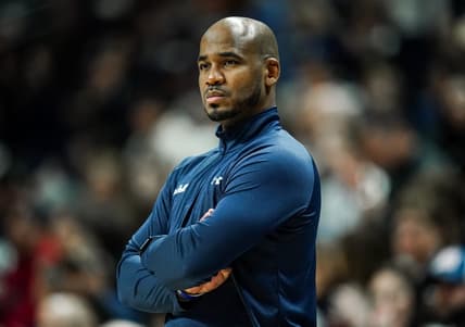 Feb 18, 2023; Storrs, Connecticut, USA; Seton Hall Pirates head coach Shaheen Holloway watches from the sideline as they take on the UConn Huskies at Harry A. Gampel Pavilion. Mandatory Credit: David Butler II-USA TODAY Sports