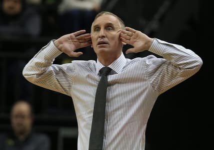 Arizona State coach Bobby Hurley signals to his team during the first half against Oregon at Matthew Knight Arena Thursday, Jan. 25, 2024.