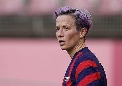 Aug 5, 2021; Ibaraki, Japan; Team United States forward Megan Rapinoe (15) in action against Australia in the first half during the bronze medal match during the Tokyo 2020 Olympic Summer Games at Ibaraki Kashima Stadium. Mandatory Credit: Grace Hollars-USA TODAY Sports