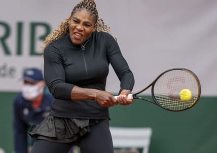 Sep 28, 2020; Paris, France; Serena Williams (USA) in action during her match against Kristie Ahn (USA) on day two of the 2020 French Open at Stade Roland Garros. Mandatory Credit: Susan Mullane-USA TODAY Sports