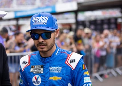 Feb 19, 2023; Daytona Beach, Florida, USA; NASCAR Cup Series driver Kyle Larson (5) during the Daytona 500 at Daytona International Speedway. Mandatory Credit: Mark J. Rebilas-USA TODAY Sports