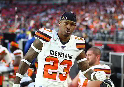 Dec 15, 2019; Glendale, AZ, USA; Cleveland Browns safety Damarious Randall (23) against the Arizona Cardinals at State Farm Stadium. Mandatory Credit: Mark J. Rebilas-USA TODAY Sports