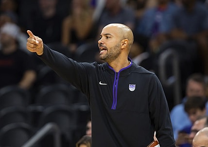 Oct 12, 2022; Phoenix, Arizona, USA; Sacramento Kings assistant coach Jordi Fernandez against the Phoenix Suns during a preseason game at Footprint Center. Mandatory Credit: Mark J. Rebilas-USA TODAY Sports