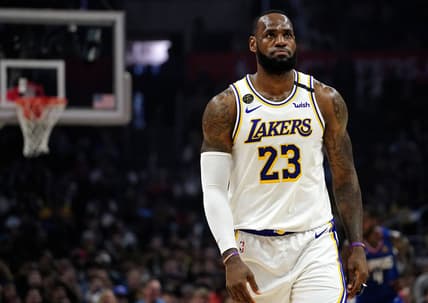 Los Angeles Lakers star LeBron James on the court against the Clippers.