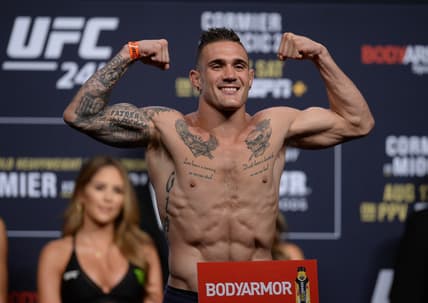 Aug 16, 2019; Anaheim, CA, USA; Christos Giagos during weigh ins for UFC 241 at Anaheim Convention Center. Mandatory Credit: Gary A. Vasquez-USA TODAY Sports
