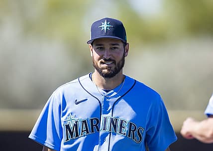 Mar 17, 2022; Peoria, AZ, USA; Seattle Mariners pitcher Danny Young during spring training workouts at Peoria Sports Complex. Mandatory Credit: Mark J. Rebilas-USA TODAY Sports