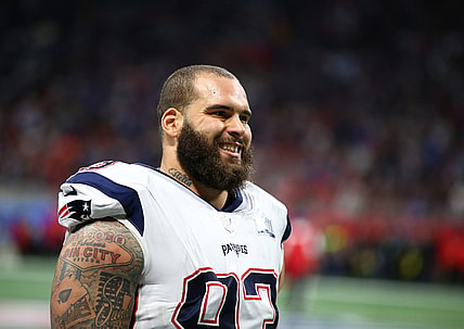 Feb 3, 2019; Atlanta, GA, USA; New England Patriots defensive lineman Lawrence Guy (93) against the Los Angeles Rams in Super Bowl LIII at Mercedes-Benz Stadium. Mandatory Credit: Mark J. Rebilas-USA TODAY Sports