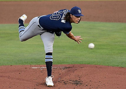 May 21, 2021; Dunedin, Florida, CAN; Tampa Bay Rays pitcher Tyler Glasnow (20) throws a pitch in the first inning against the Toronto Blue Jays at TD Ballpark. Mandatory Credit: Jonathan Dyer-USA TODAY Sports