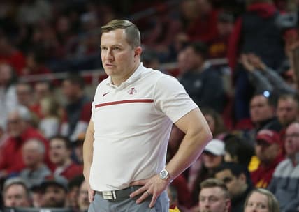Iowa State University Cyclones men's basketball head coach T.J. Otzelberger reacts from the sideline during the second half against Oklahoma at Hilton Coliseum on Saturday, Feb. 25, 2023, in Ames, Iowa.

Oklahoma And Iowa State Men S Basketball