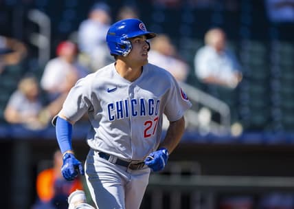Oct 26, 2022; Surprise, Arizona, USA; Chicago Cubs first baseman Matt Mervis plays for the Mesa Solar Sox during an Arizona Fall League baseball game at Surprise Stadium. Mandatory Credit: Mark J. Rebilas-USA TODAY Sports