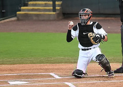 Baltimore Orioles' No. 1 overall pick Adley Rutschman eyes the bases during his Delmarva Shorebirds' debut on Wednesday, Aug. 21, 2019.

Adley 6
