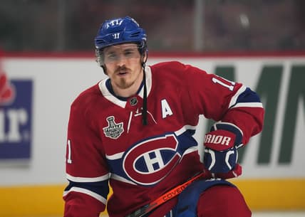 Jul 5, 2021; Montreal, Quebec, CAN; Montreal Canadiens right wing Brendan Gallagher (11) looks on during the warmup period before game four of the 2021 Stanley Cup Final against the Tampa Bay Lightning at the Bell Centre. Mandatory Credit: Eric Bolte-USA TODAY Sports