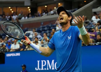 Aug 30, 2021; Flushing, NY, USA; Andy Murray of Great Britain after a 5th set miss to Stefanos Tsitsipas of Greece on day one of the 2021 U.S. Open tennis tournament at USTA Billie King National Tennis Center. Mandatory Credit: Robert Deutsch-USA TODAY Sports