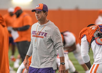 Clemson head coach Dabo Swinney during practice at the Poe Indoor Facility in Clemson in Clemson, S.C. Friday, December 17, 2021.

Clemson Football Practice Dec 17 Friday