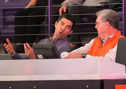 Clemson acting athletic director Graham Neff and Dan Radakovich during the first half at Littlejohn Coliseum Saturday, Dec 18, 2021.

Clemson Vs South Carolina Mbb