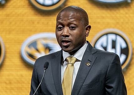 Oct 19, 2022; Birmingham, Alabama, US; Missouri Tigers head coach Dennis Gates during the SEC Basketball Media Days at Grand Bohemian Hotel. Mandatory Credit: Marvin Gentry-USA TODAY Sports