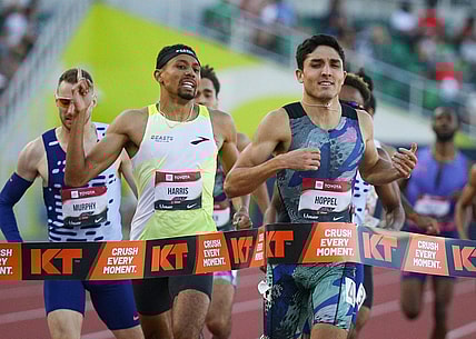 Bryce Hoppel wins the men   s 800 meters on day four of the USA Outdoor Track and Field Championships at Hayward Field in Eugene Sunday, July 9, 2023.