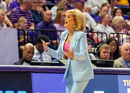 Tigers Head Coach Kim Mulkey as The LSU Tigers take on the Rice Owls in the 1st round of the 2024 NCAA Tournament in Baton Rouge, LA at the Pete Maravich Assembly Center. Friday, March 22, 2024.