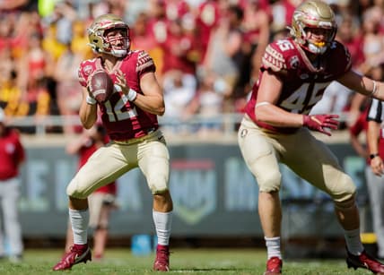 Florida State Seminoles quarterback Chubba Purdy (12) looks to pass. The Florida State Seminoles defeated the Massachusetts Minutemen 59-3 at Doak Campbell Stadium on Saturday, Oct. 23, 2021.

Fsu V Umass Second Half218