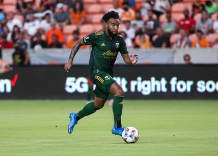 Jun 23, 2021; Houston, Texas, USA; Portland Timbers midfielder Eryk Williamson (19) during the match against the Houston Dynamo FC at BBVA Stadium. Mandatory Credit: Troy Taormina-USA TODAY Sports