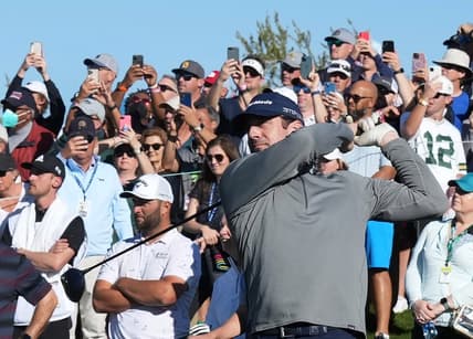 Feb 9, 2022; Scottsdale, AZ, USA;  Green Bay Packers quarterback Aaron Rodgers hits from the 10th tee box during the WM Phoenix Open Annexus Pro-Am at TPC Scottsdale. Mandatory Credit: Cheryl Evans-USA TODAY NETWORK