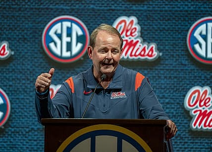 Oct 19, 2022; Birmingham, Alabama, US; Mississippi Rebels head coach Kermit Davis during the SEC Basketball Media Days at Grand Bohemian Hotel. Mandatory Credit: Marvin Gentry-USA TODAY Sports