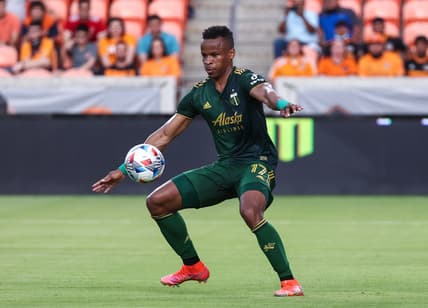Jun 23, 2021; Houston, Texas, USA; Portland Timbers forward Jeremy Ebobisse (17) during the match against the Houston Dynamo FC at BBVA Stadium. Mandatory Credit: Troy Taormina-USA TODAY Sports