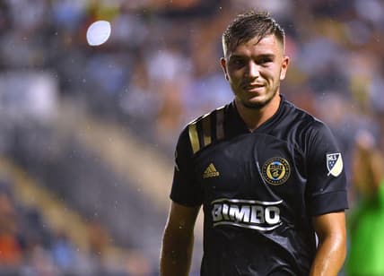 Aug 21, 2021; Chester, Pennsylvania, USA; Philadelphia Union defender Kai Wagner (27) against the CF Montr  al during the second half at Talen Energy Stadium. Mandatory Credit: Eric Hartline-USA TODAY Sports