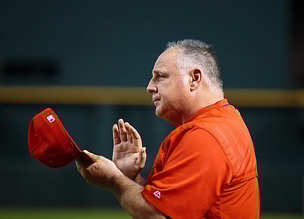 Aug 21, 2018; Phoenix, AZ, USA; Los Angeles Angels manager Mike Scioscia against the Arizona Diamondbacks at Chase Field. Mandatory Credit: Mark J. Rebilas-USA TODAY Sports