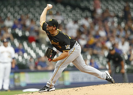 Jun 11, 2021; Milwaukee, Wisconsin, USA; Pittsburgh Pirates pitcher Chase De Jong (37) throws a pitch during the first inning against the Milwaukee Brewers at American Family Field. Mandatory Credit: Jeff Hanisch-USA TODAY Sports