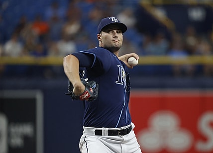 Jul 20, 2021; St. Petersburg, Florida, USA;  Tampa Bay Rays starting pitcher Shane McClanahan (62) throws a pitch during the first inning against the Baltimore Orioles at Tropicana Field. Mandatory Credit: Kim Klement-USA TODAY Sports