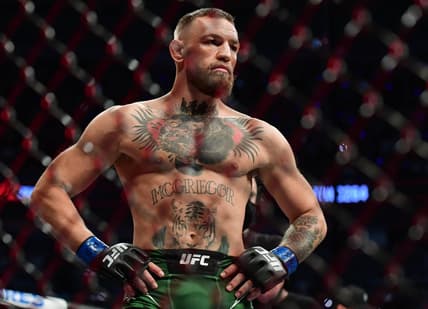 Jul 10, 2021; Las Vegas, Nevada, USA; Conor McGregor before fighting Dustin Poirier during UFC 264 at T-Mobile Arena. Mandatory Credit: Gary A. Vasquez-USA TODAY Sports