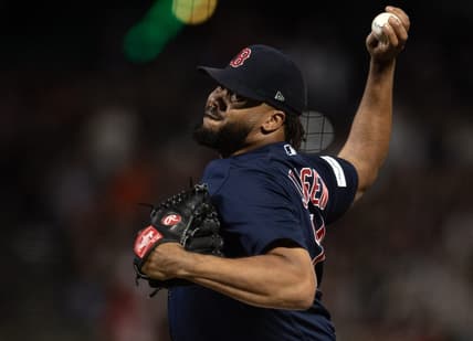Jul 28, 2023; San Francisco, California, USA; Boston Red Sox pitcher Kenley Jansen (74) delivers a pitch against the San Francisco Giants during the ninth inning at Oracle Park. Mandatory Credit: D. Ross Cameron-USA TODAY Sports