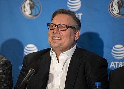 Jun 22, 2018; Dallas, TX, USA; Dallas Mavericks general manager Donnie Nelson answers questions during a press conference at the American Airlines Center. Mandatory Credit: Jerome Miron-USA TODAY Sports