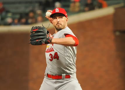 Apr 24, 2023; San Francisco, California, USA; St. Louis Cardinals relief pitcher Drew VerHagen (34) pitches the ball against the San Francisco Giants during the seventh inning at Oracle Park. Mandatory Credit: Kelley L Cox-USA TODAY Sports