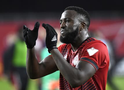 Oct 27, 2021; Toronto, Ontario, CAN;   Toronto FC forward Jozy Altidore (17) applauds supporters after a 2-2 draw with Philadelphia Union at BMO Field. Mandatory Credit: Dan Hamilton-USA TODAY Sports