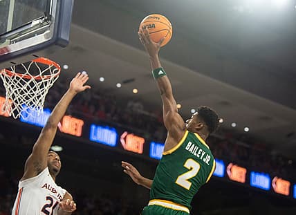 George Mason Patriots guard Victor Bailey Jr. (2) goes up for a layup as Auburn Tigers take on George Mason Patriots at Neville Arena in Auburn, Ala., on Monday, Nov. 7, 2022.