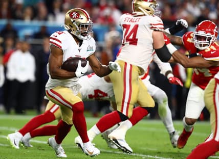 49ers running back Raheem Mosters vs the Chiefs in Super Bowl