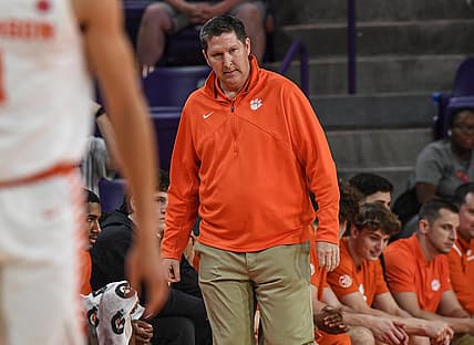 Nov 7, 2022; Clemson, SC, USA; Clemson head coach Brad Brownell during the first half at Littlejohn Coliseum Monday, November 7, 2022. Mandatory Credit: Ken Ruinard-USA TODAY Sports