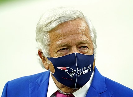 Dec 10, 2020; Inglewood, California, USA; New England Patriots owner Robert Kraft is seen prior to a game against the Los Angeles Rams at SoFi Stadium. Mandatory Credit: Kirby Lee-USA TODAY Sports