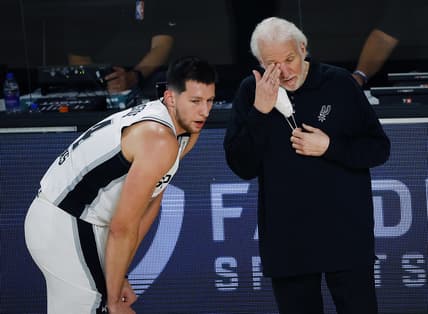 Spurs' Gregg Popovich during NBA game against the Jazz.