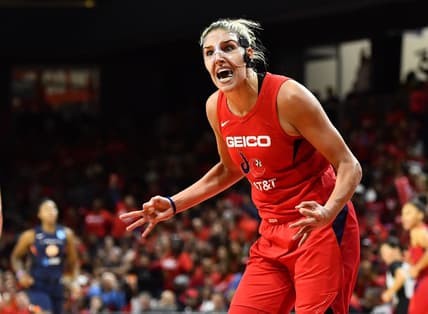 Oct 10, 2019; Washington, DC, USA; Washington Mystics forward Elena Delle Donne (11) reacts against the Connecticut Sun during the fourth quarter in game five of the 2019 WNBA Finals at Entertainment and Sports Ar. Mandatory Credit: Brad Mills-USA TODAY Sports