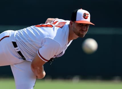 Mar 6, 2023; Sarasota, Florida, USA;  Baltimore Orioles starting pitcher Austin Voth (51) throws a pitch during the fifth inning against the Philadelphia Phillies at Ed Smith Stadium. Mandatory Credit: Kim Klement-USA TODAY Sports